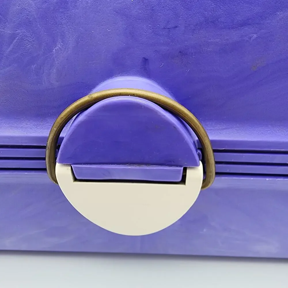 Vintage 90s Caboodles Makeup Case Purple Swirl Mirror Slide Out Trays 3 Tier USA